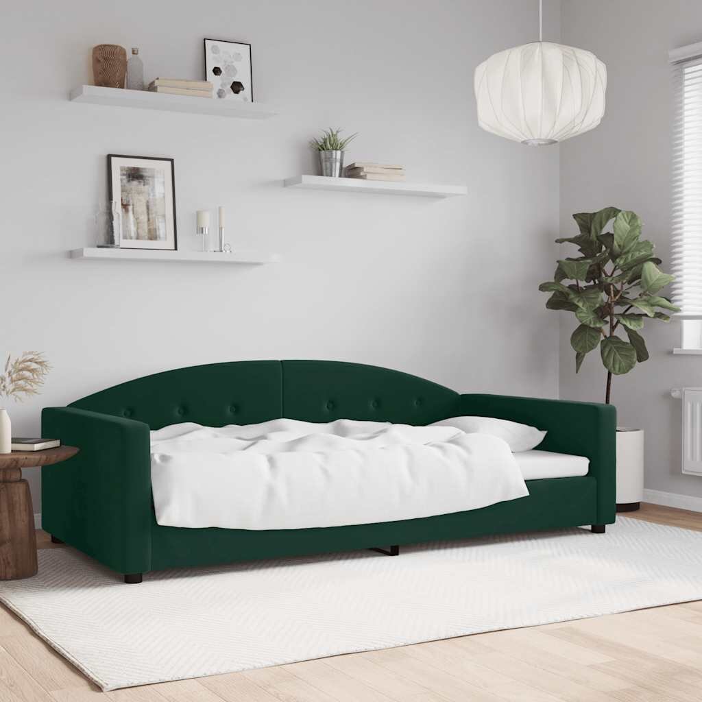 vidaXL Кушетка тъмнозелена 100x200 см кадифе