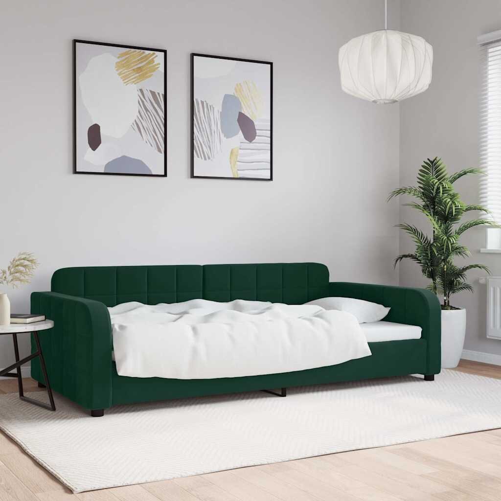vidaXL Кушетка тъмнозелена 100x200 см кадифе