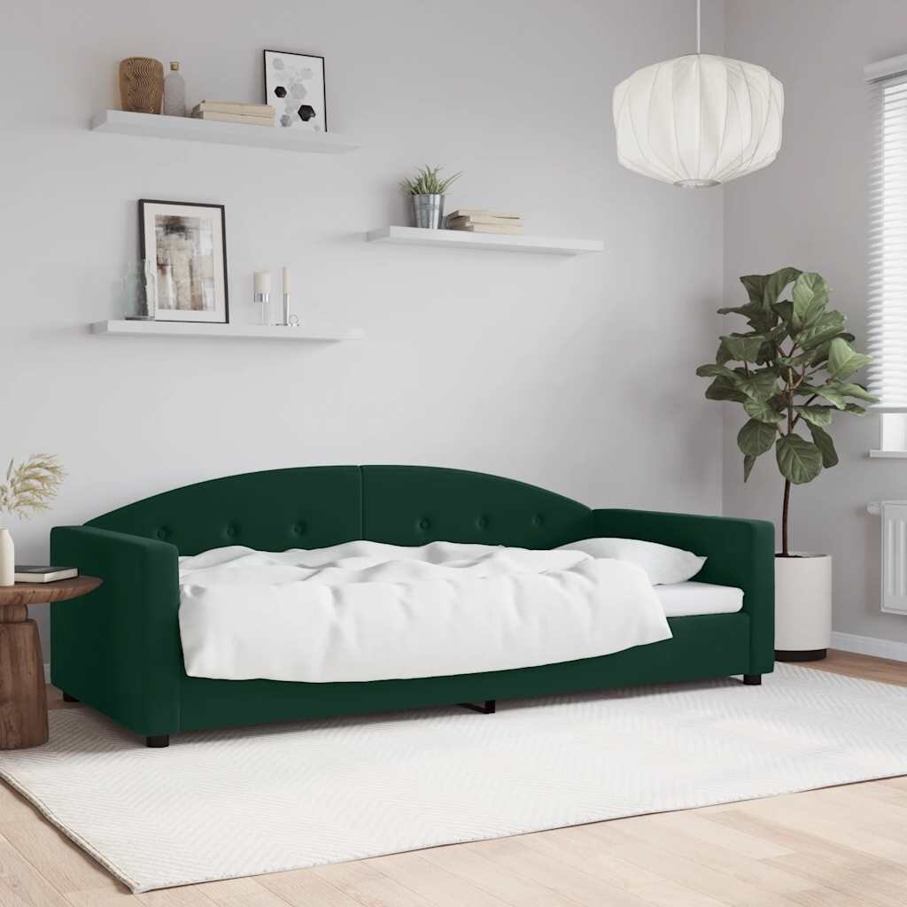vidaXL Кушетка тъмнозелена 90x200 см кадифе