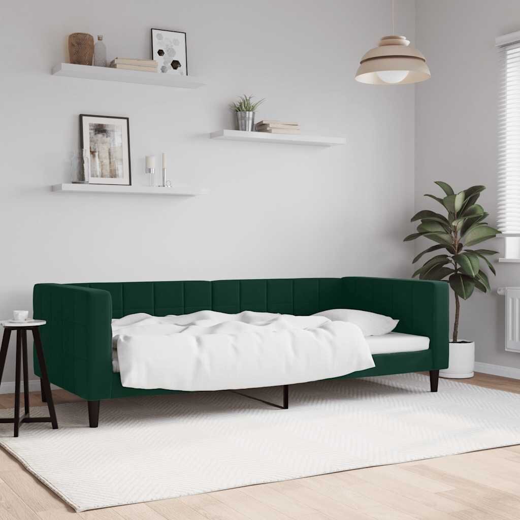 vidaXL Кушетка тъмнозелена 90x200 см кадифе
