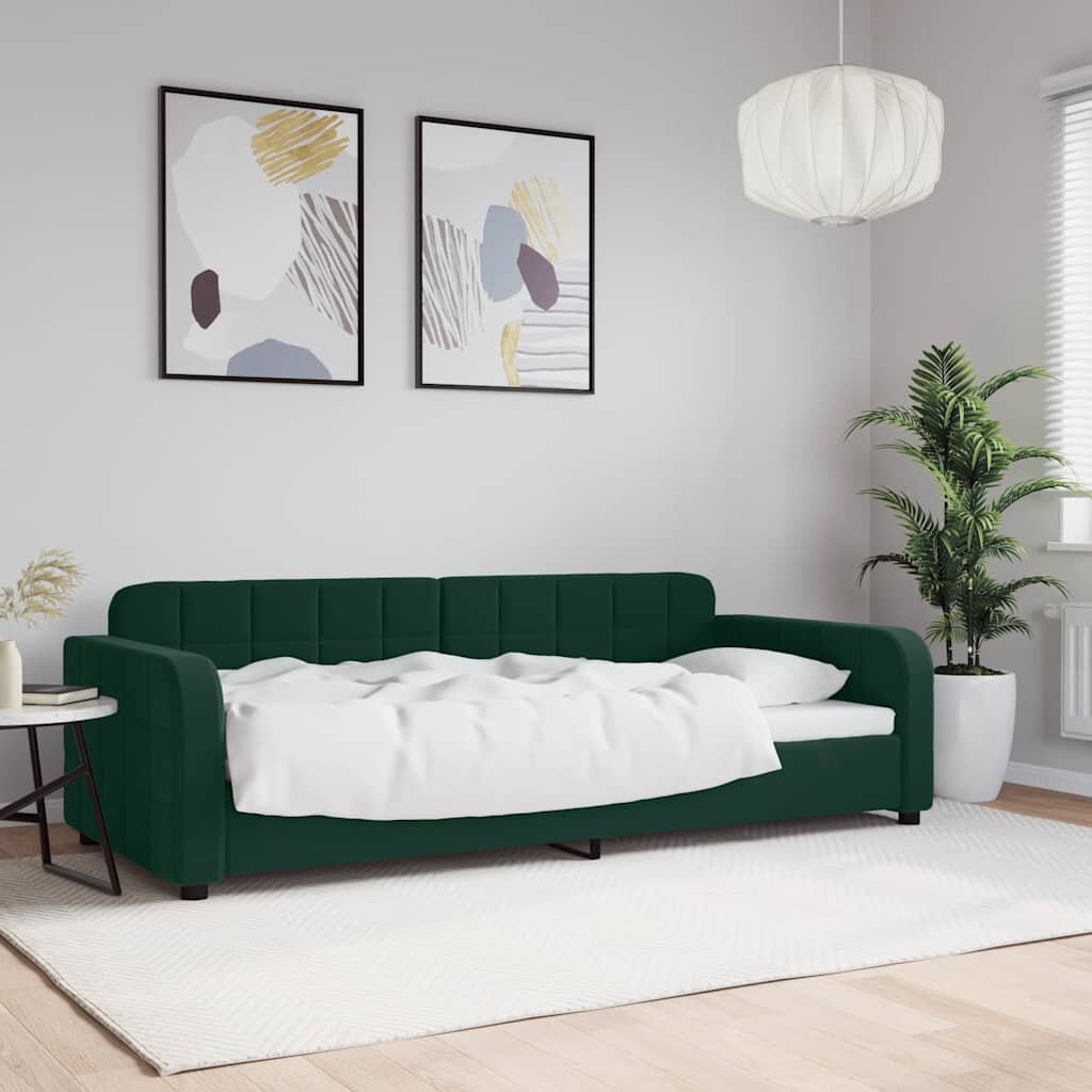 vidaXL Кушетка тъмнозелена 90x200 см кадифе