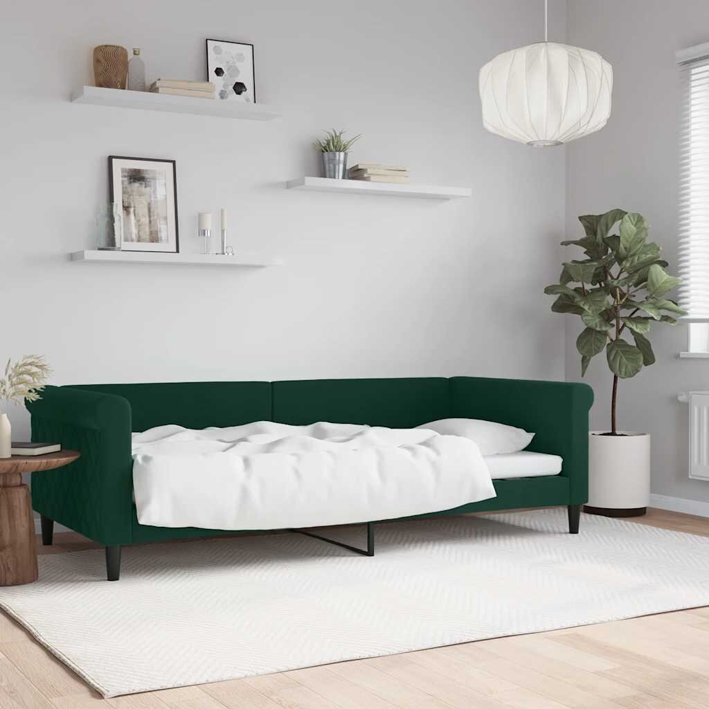vidaXL Кушетка тъмнозелена 90x200 см кадифе