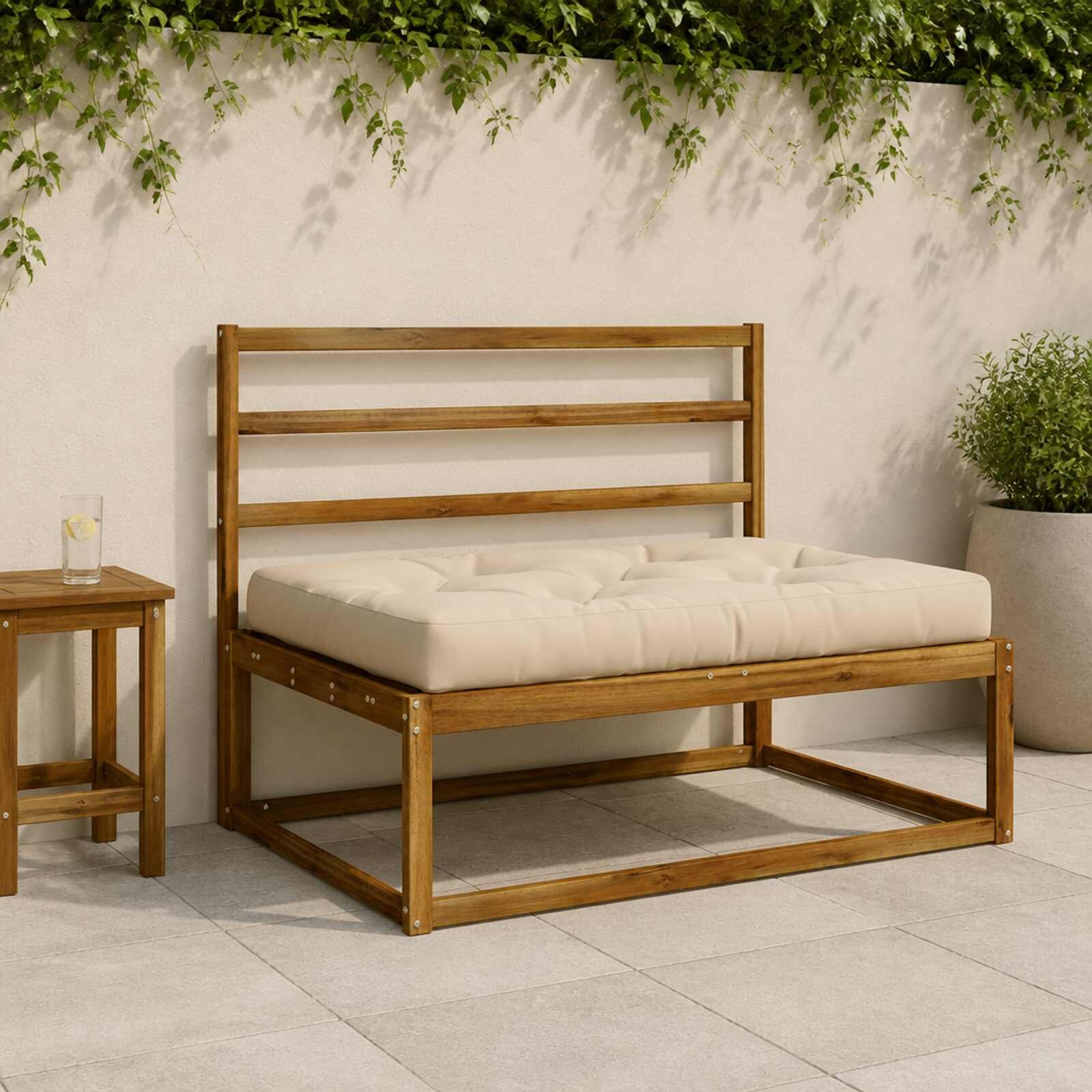vidaXL Кушон за палет VIANEN 100% полиестер Кремаво 120 x 60 x 12 cm
