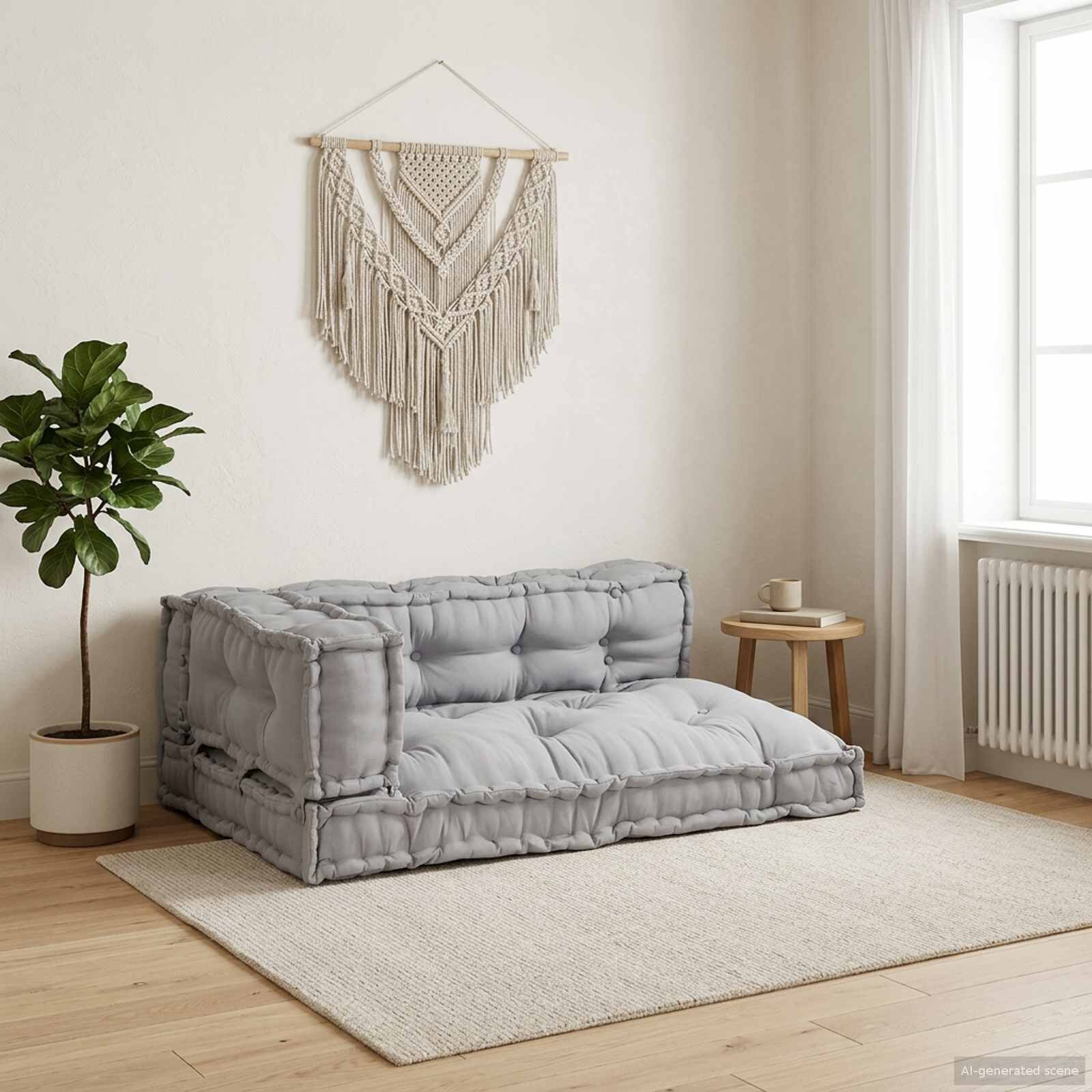 vidaXL Кушон за палетен диван 3 бр. Текстил Сиво 120 x 80 x 38 см