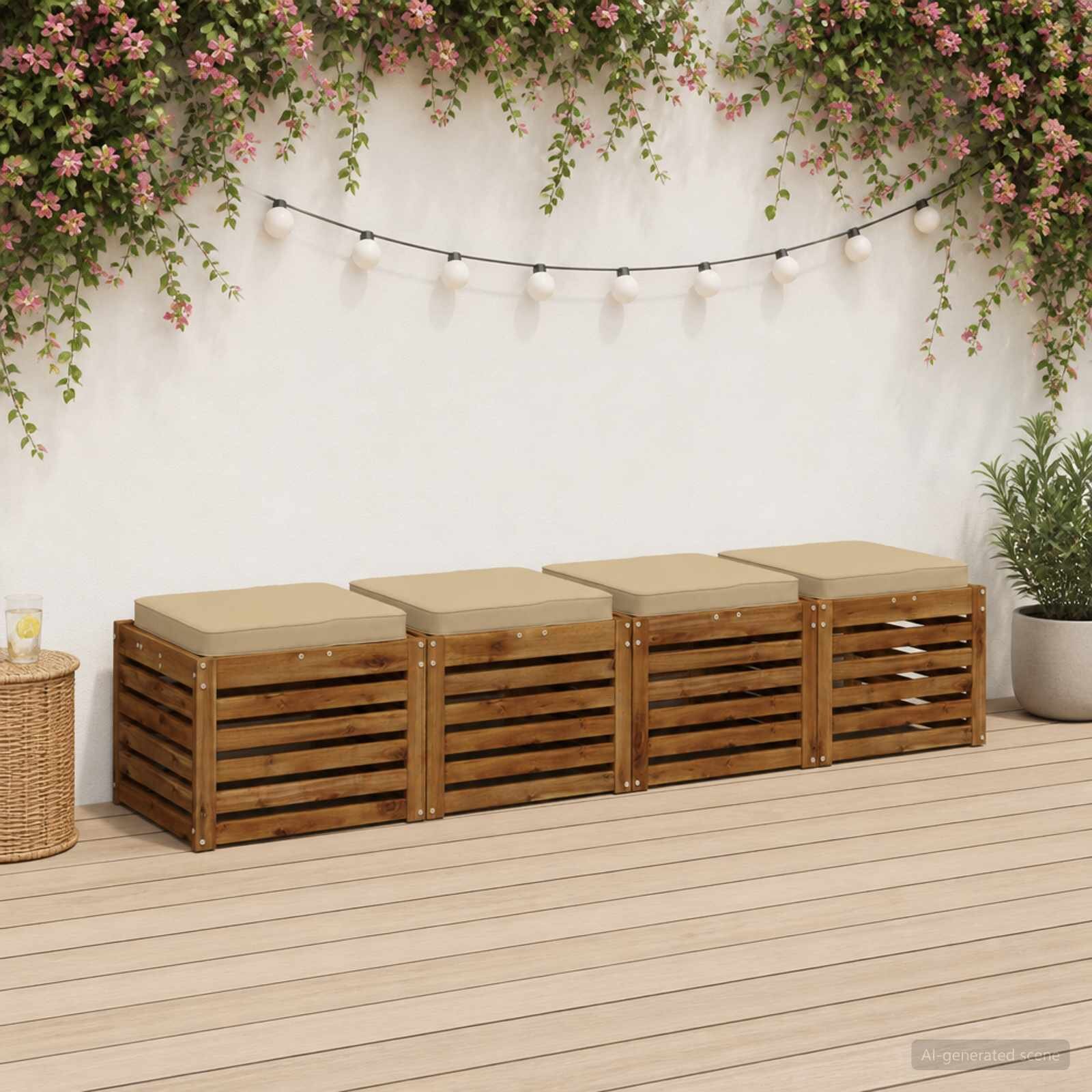 vidaXL Кушони за сядане 4 броя VUGHT 4 pcs 100% полиестер Бежово