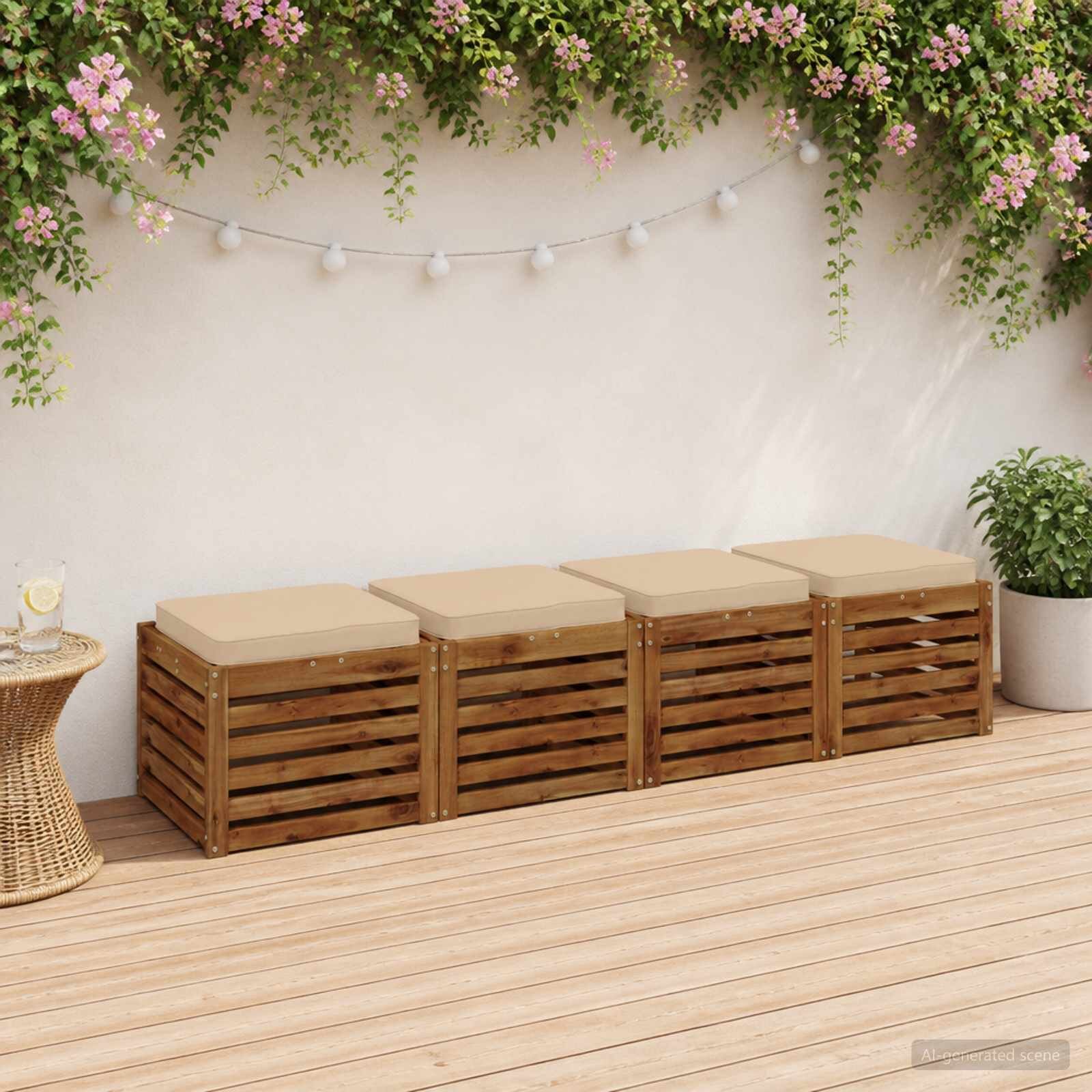 vidaXL Кушони за сядане 4 броя VUGHT 4 pcs 100% полиестер Кремаво