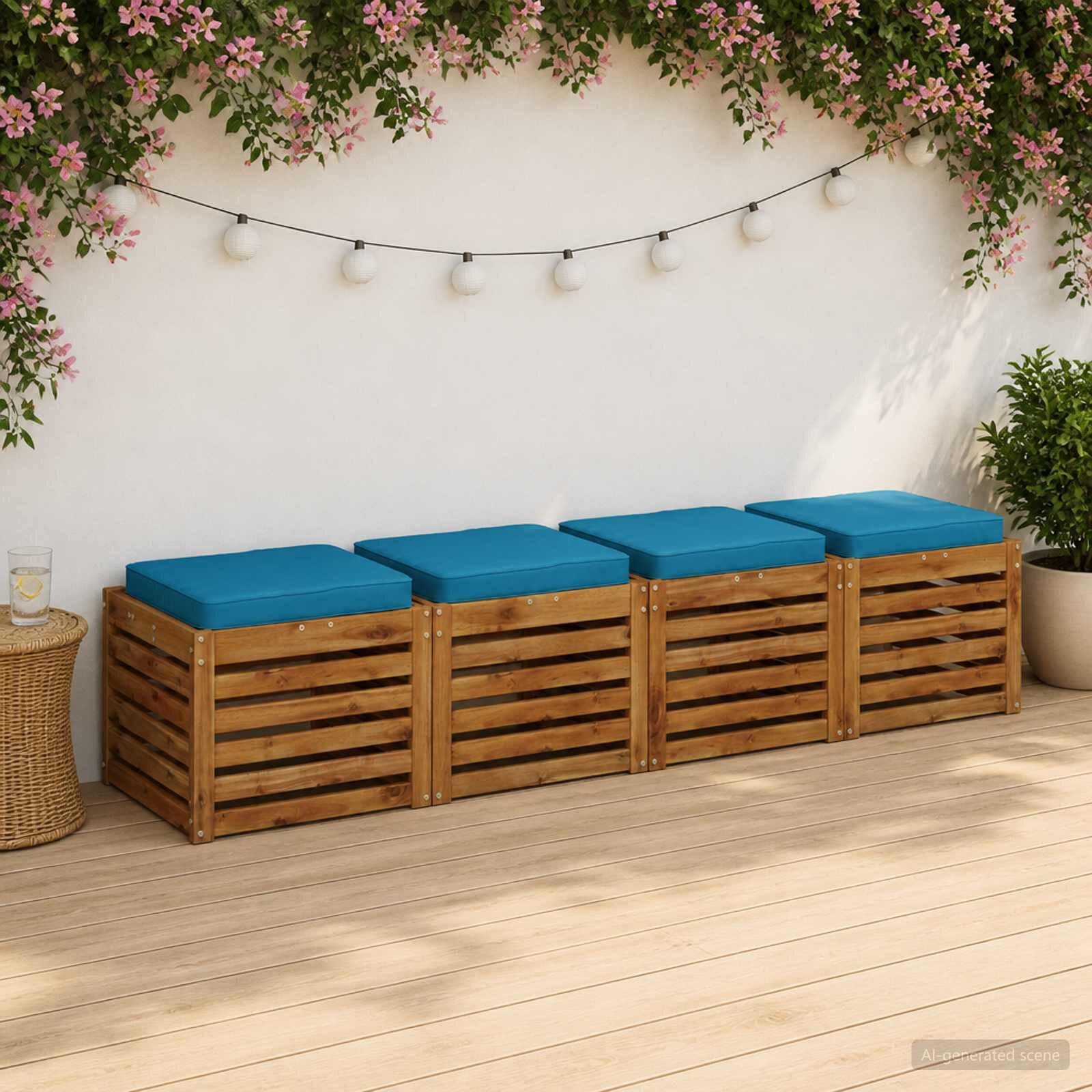 vidaXL Кушони за сядане 4 броя VUGHT 4 pcs 100% полиестер Светлосиньо