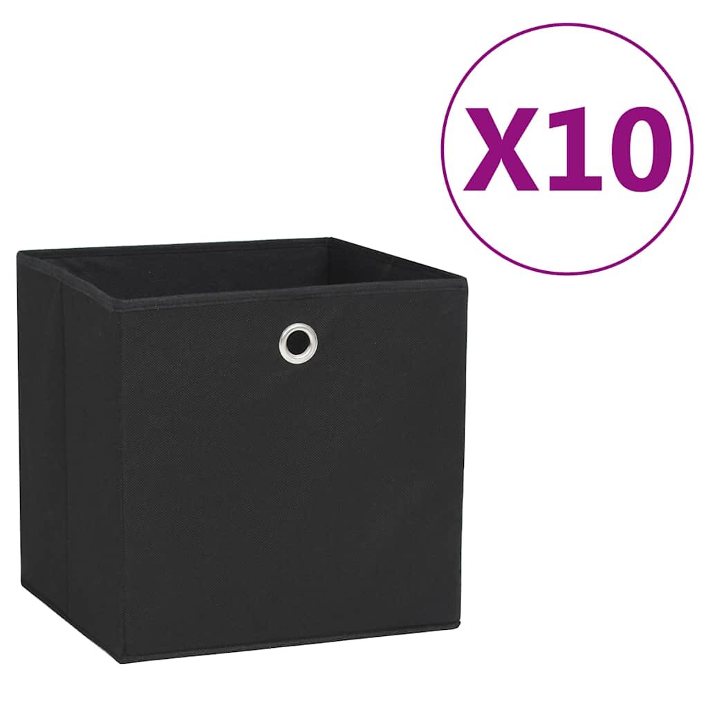 vidaXL Кутии за съхранение 10 бр нетъкан текстил 28x28x28 см черни