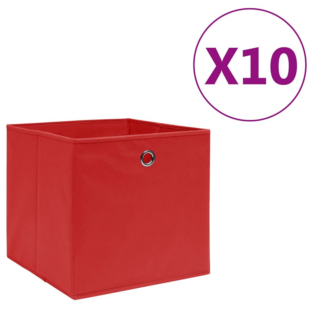 vidaXL Кутии за съхранение 10 бр нетъкан текстил 28x28x28 см червени