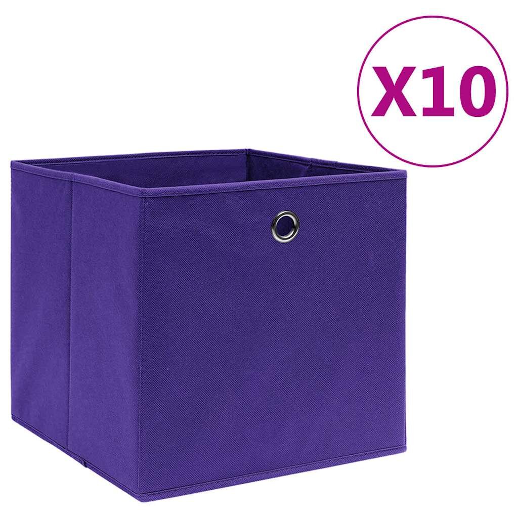 vidaXL Кутии за съхранение 10 бр нетъкан текстил 28x28x28 см лилави