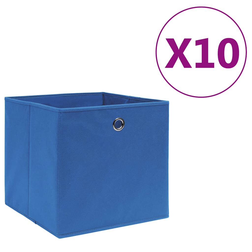 vidaXL Кутии за съхранение 10 бр нетъкан текстил 28x28x28 см сини