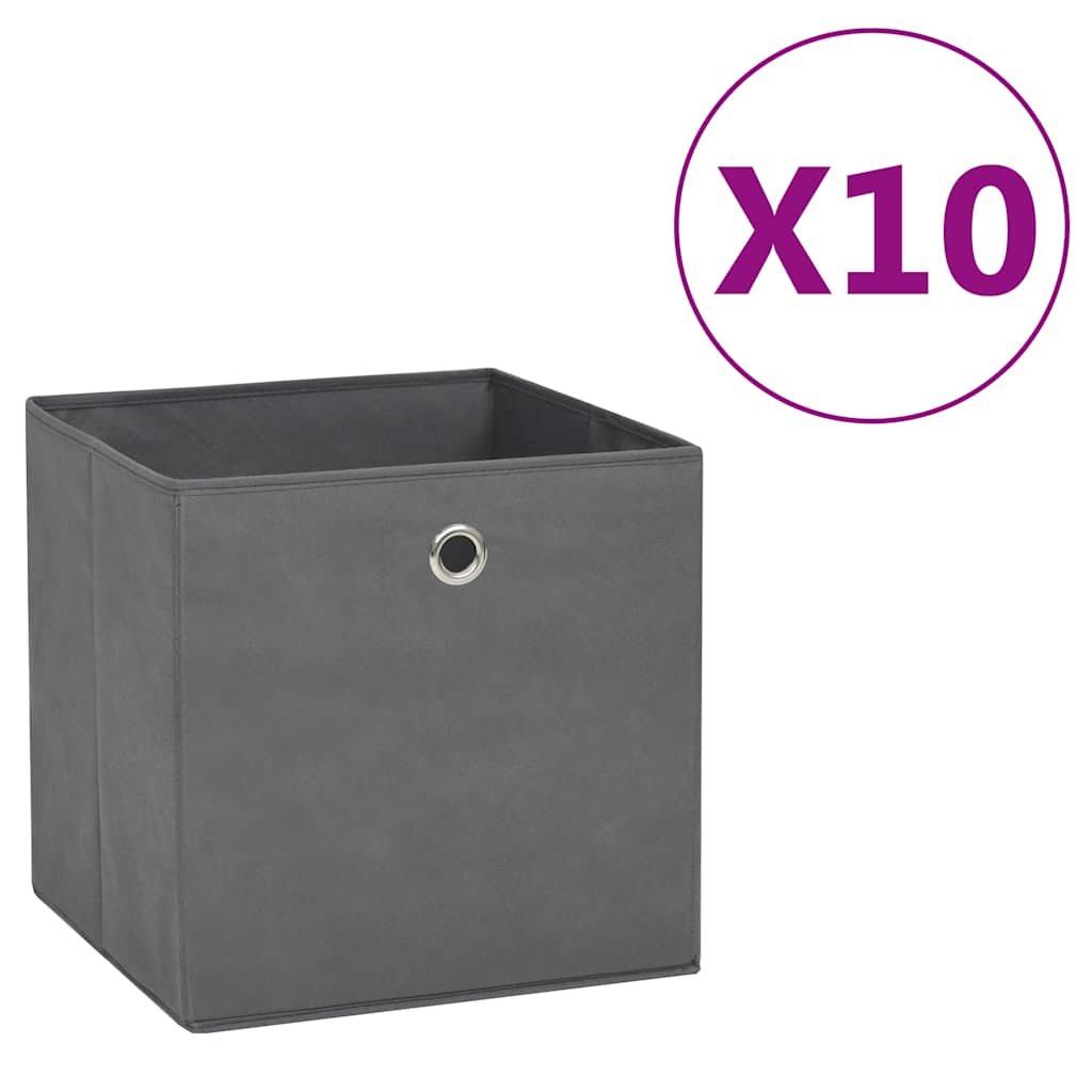 vidaXL Кутии за съхранение 10 бр нетъкан текстил 28x28x28 см сиви