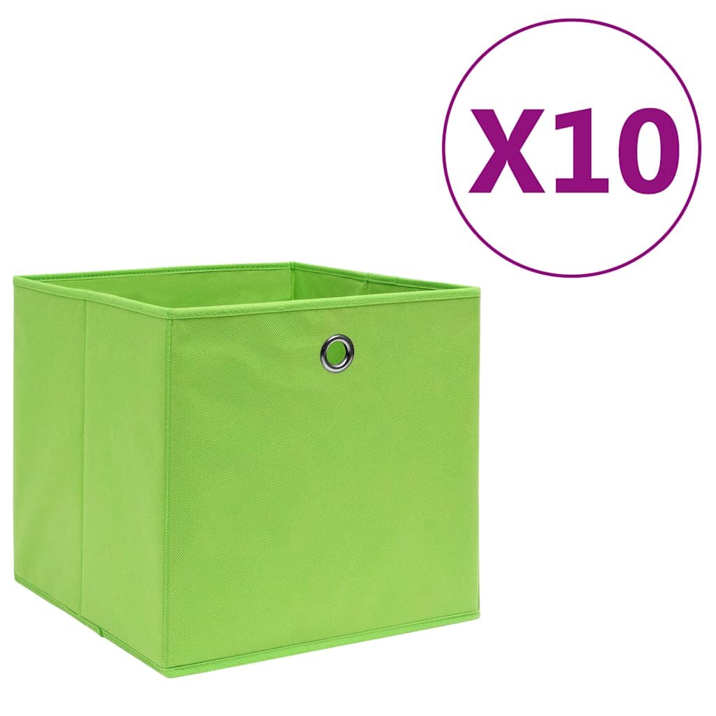 vidaXL Кутии за съхранение 10 бр нетъкан текстил 28x28x28 см зелени