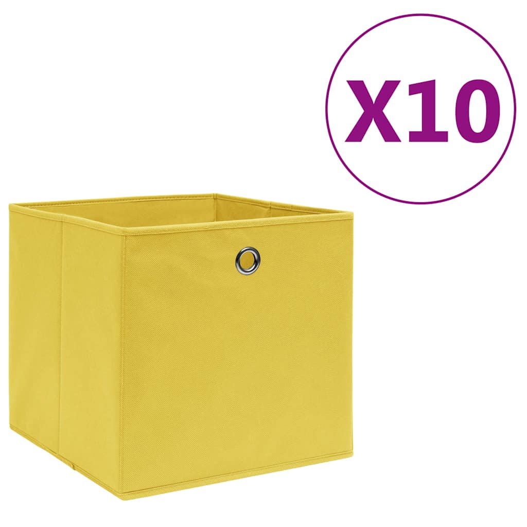 vidaXL Кутии за съхранение 10 бр нетъкан текстил 28x28x28 см жълти