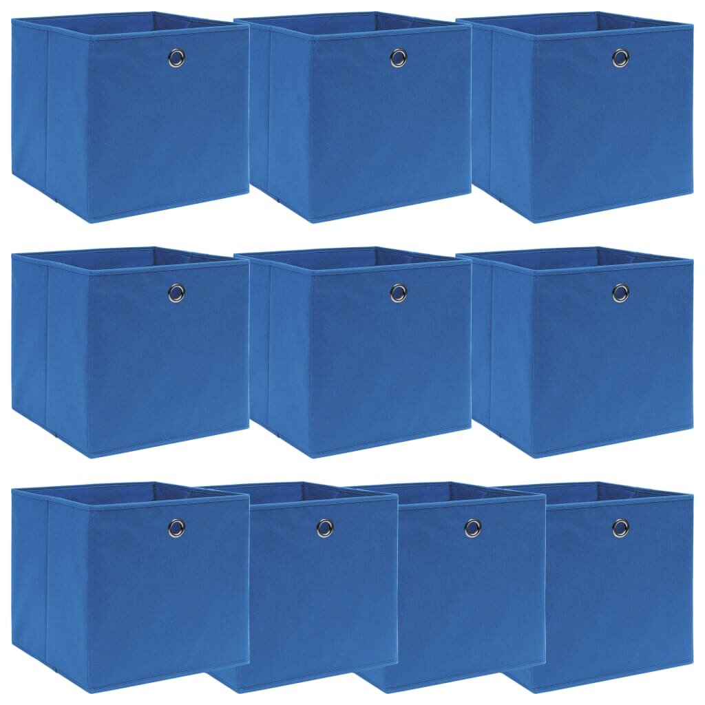 vidaXL Кутии за съхранение 10 бр сини 32x32x32 см плат