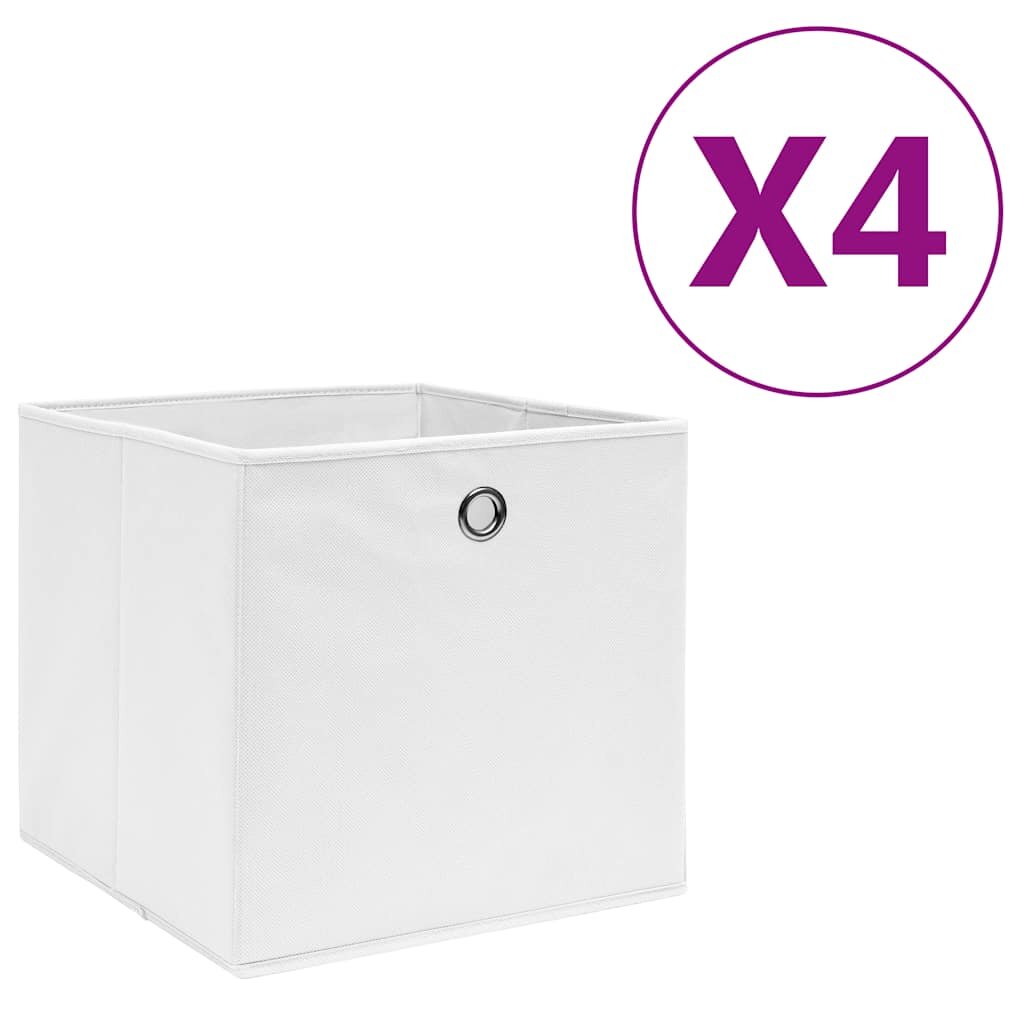 vidaXL Кутии за съхранение 4 бр нетъкан текстил 28x28x28 см бели