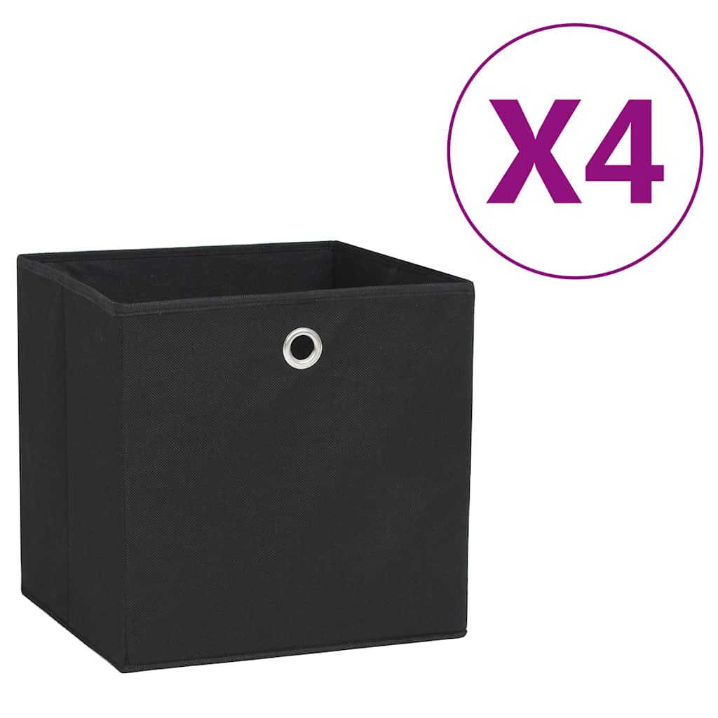 vidaXL Кутии за съхранение 4 бр нетъкан текстил 28x28x28 см черни