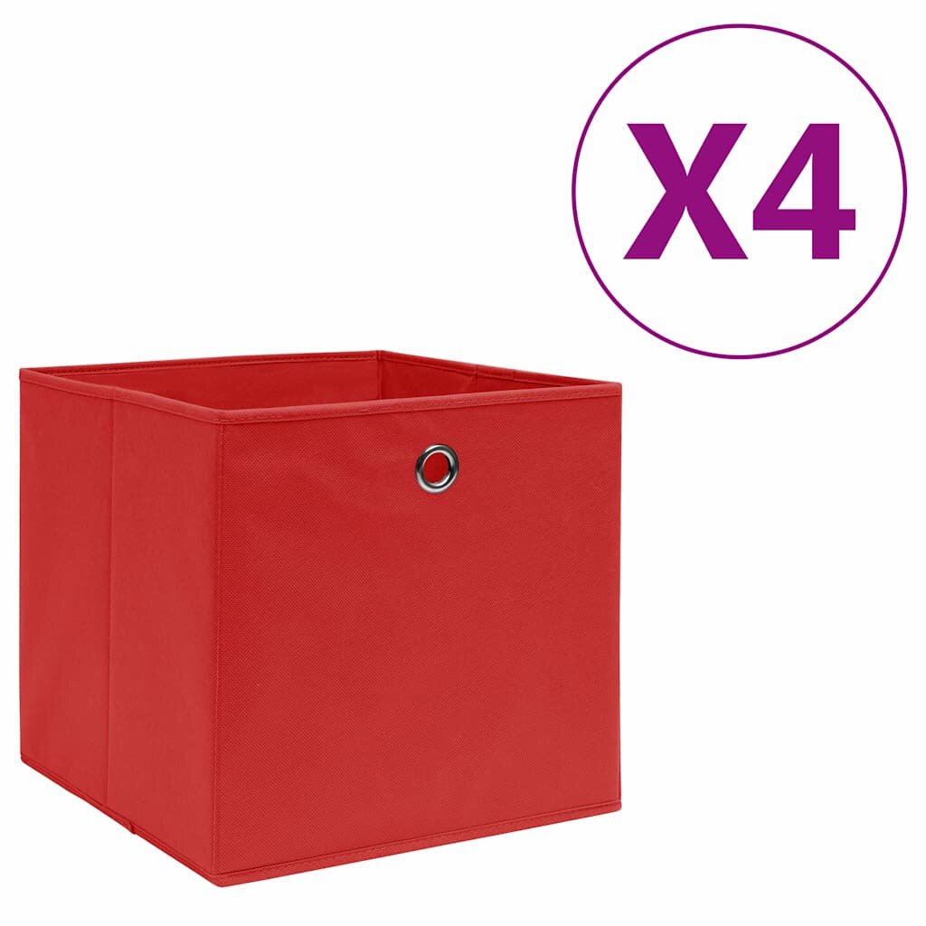 vidaXL Кутии за съхранение 4 бр нетъкан текстил 28x28x28 см червени