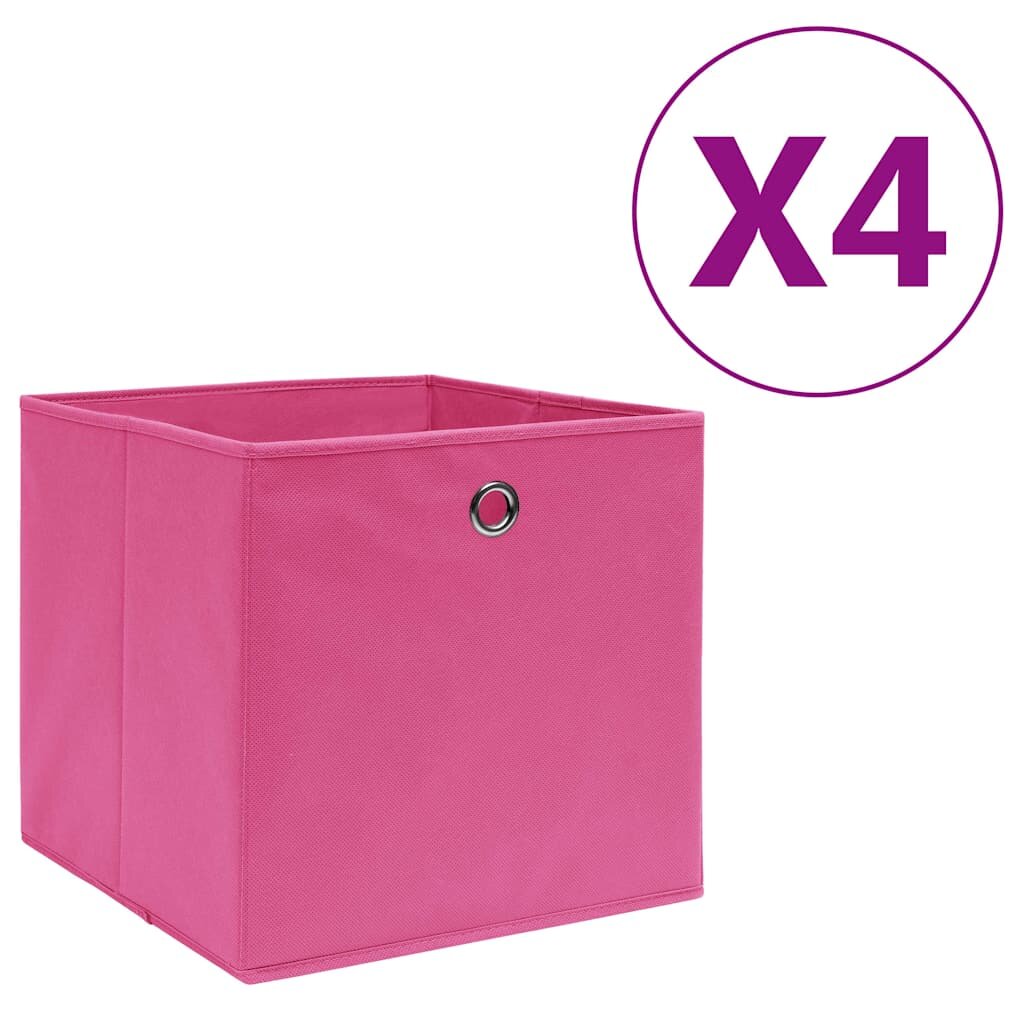 vidaXL Кутии за съхранение 4 бр нетъкан текстил 28x28x28 см розови
