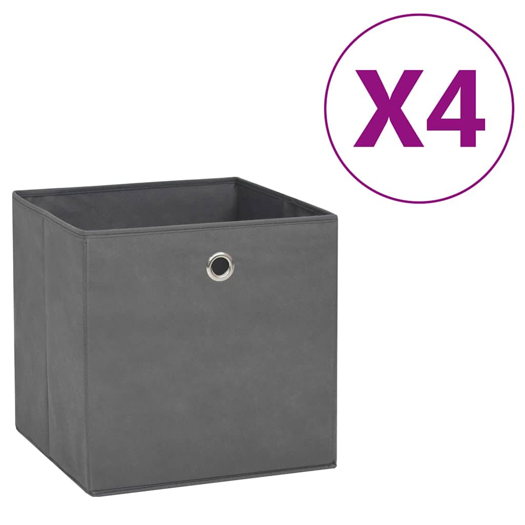 vidaXL Кутии за съхранение 4 бр нетъкан текстил 28x28x28 см сиви