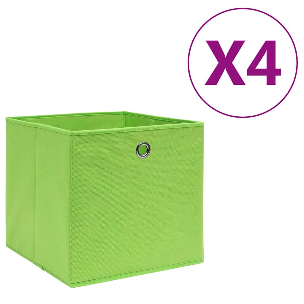 vidaXL Кутии за съхранение 4 бр нетъкан текстил 28x28x28 см зелени
