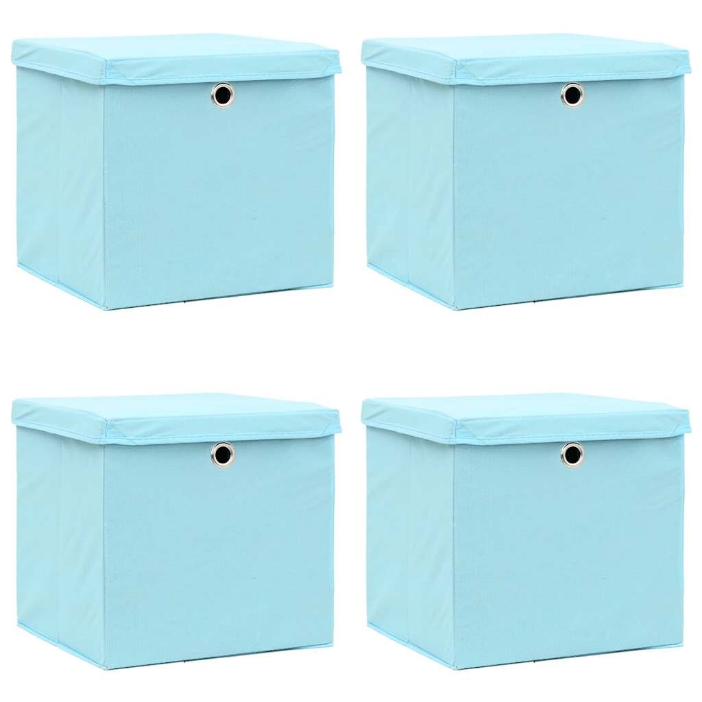 vidaXL Кутии за съхранение с капаци 4 бр 28x28x28 см бебешко синьо