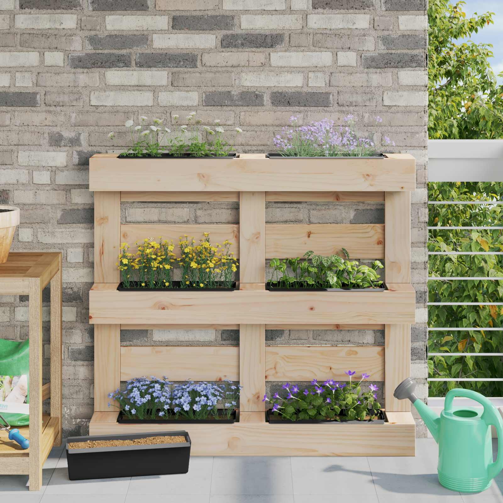 vidaXL Кутиите за цветя за евро палети 12 бр. Черно 36 x 135 x 95 см
