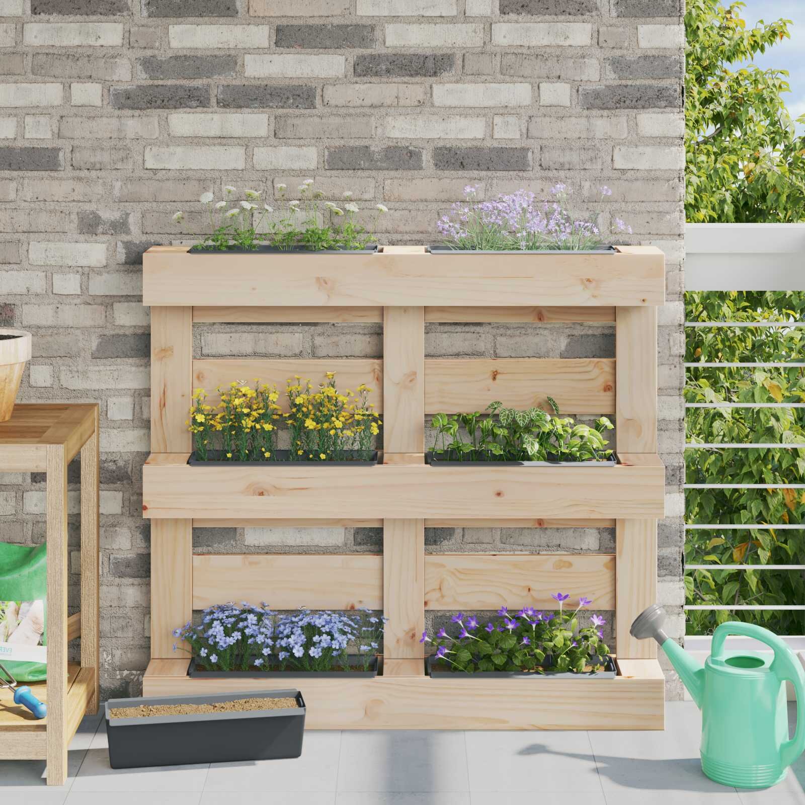 vidaXL Кутиите за цветя за евро палети 24 бр. Сиво 36 x 135 x 95 см