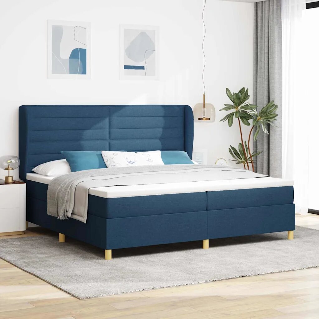 vidaXL Кутия със спална основа и матрак Тъмен Сив 90x190 см Синьо