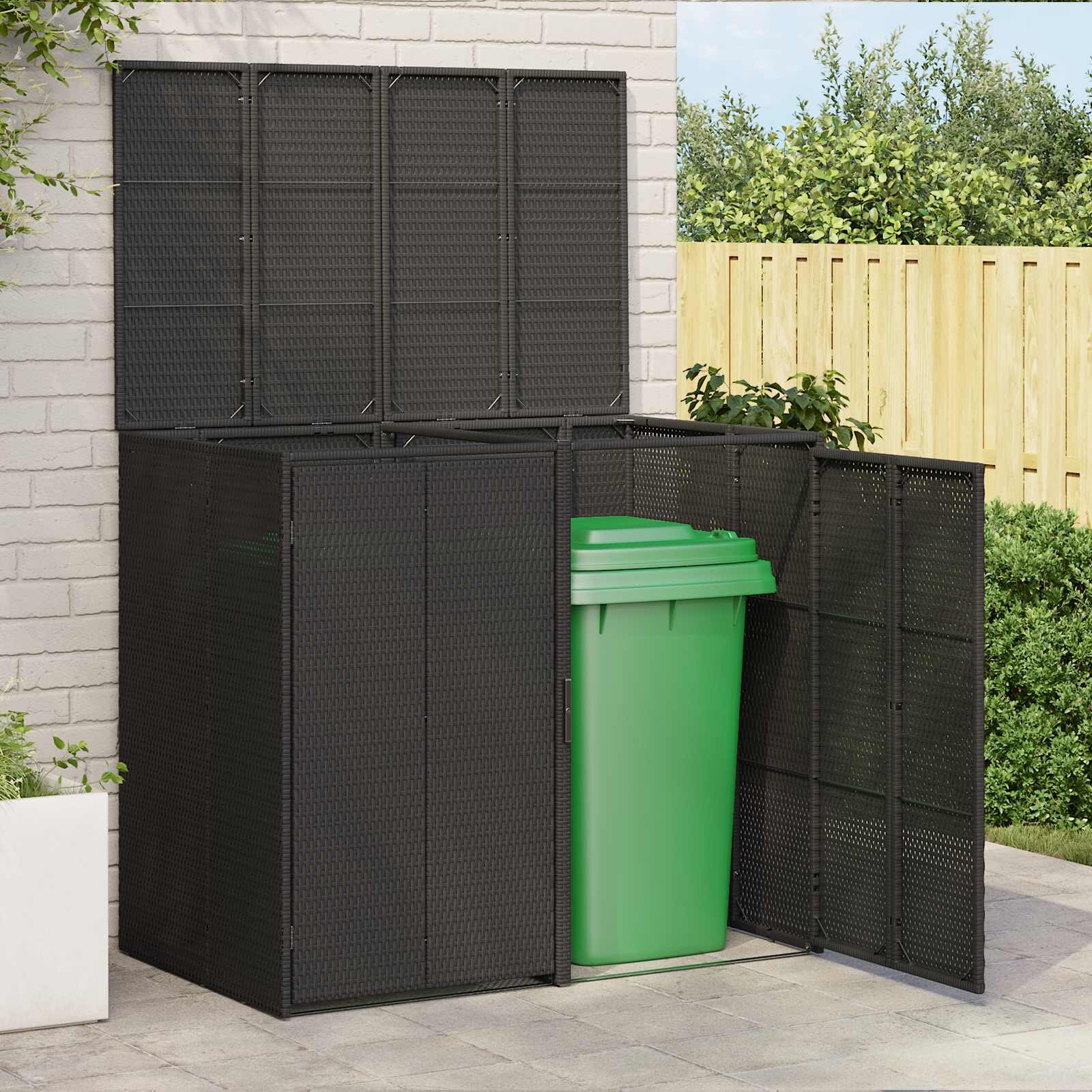 vidaXL Кутия за боклук 2 бр. Черно 130 x 80 x 115 см Полиетилен