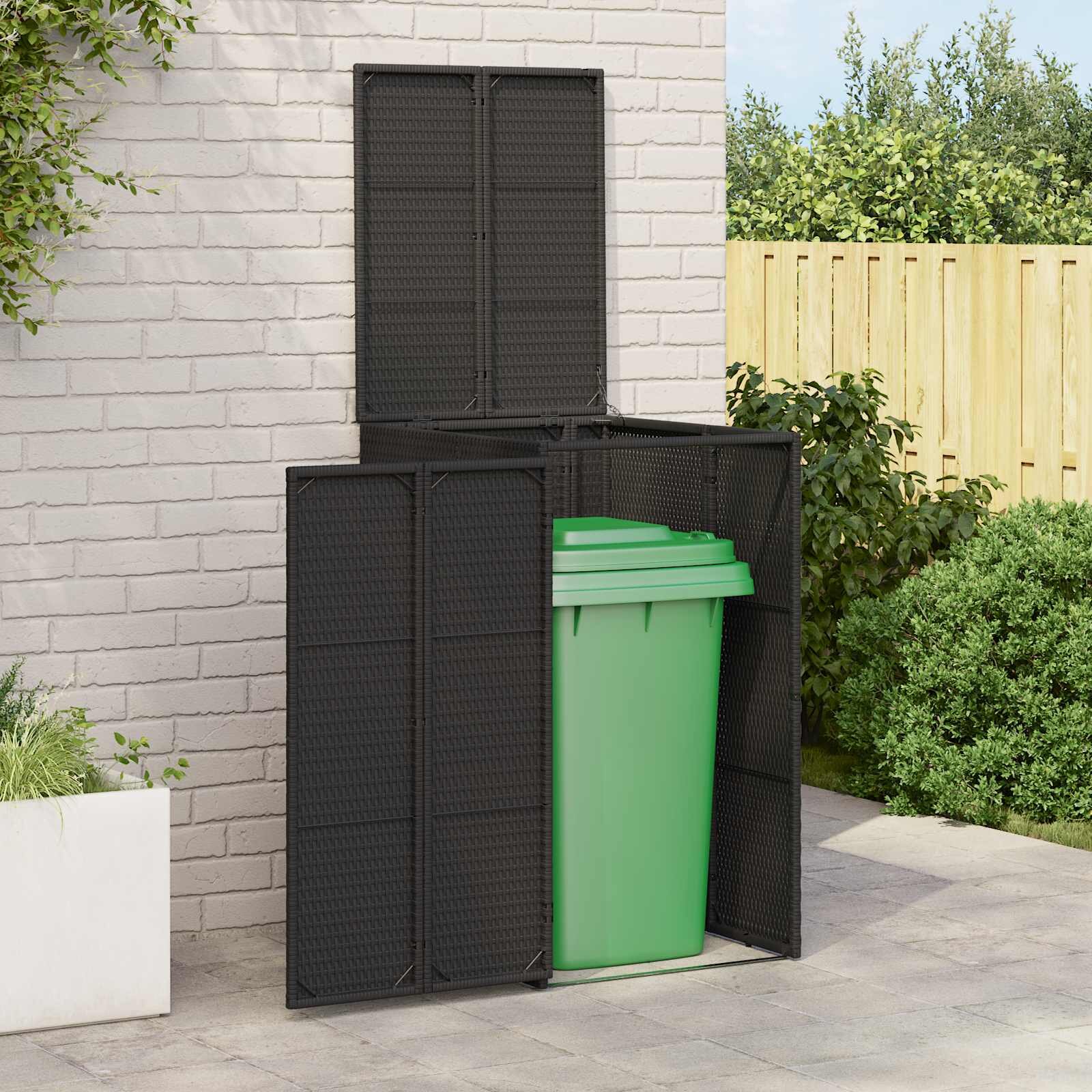 vidaXL Кутия за боклук Черно 65 x 80 x 115 см Полиетилен