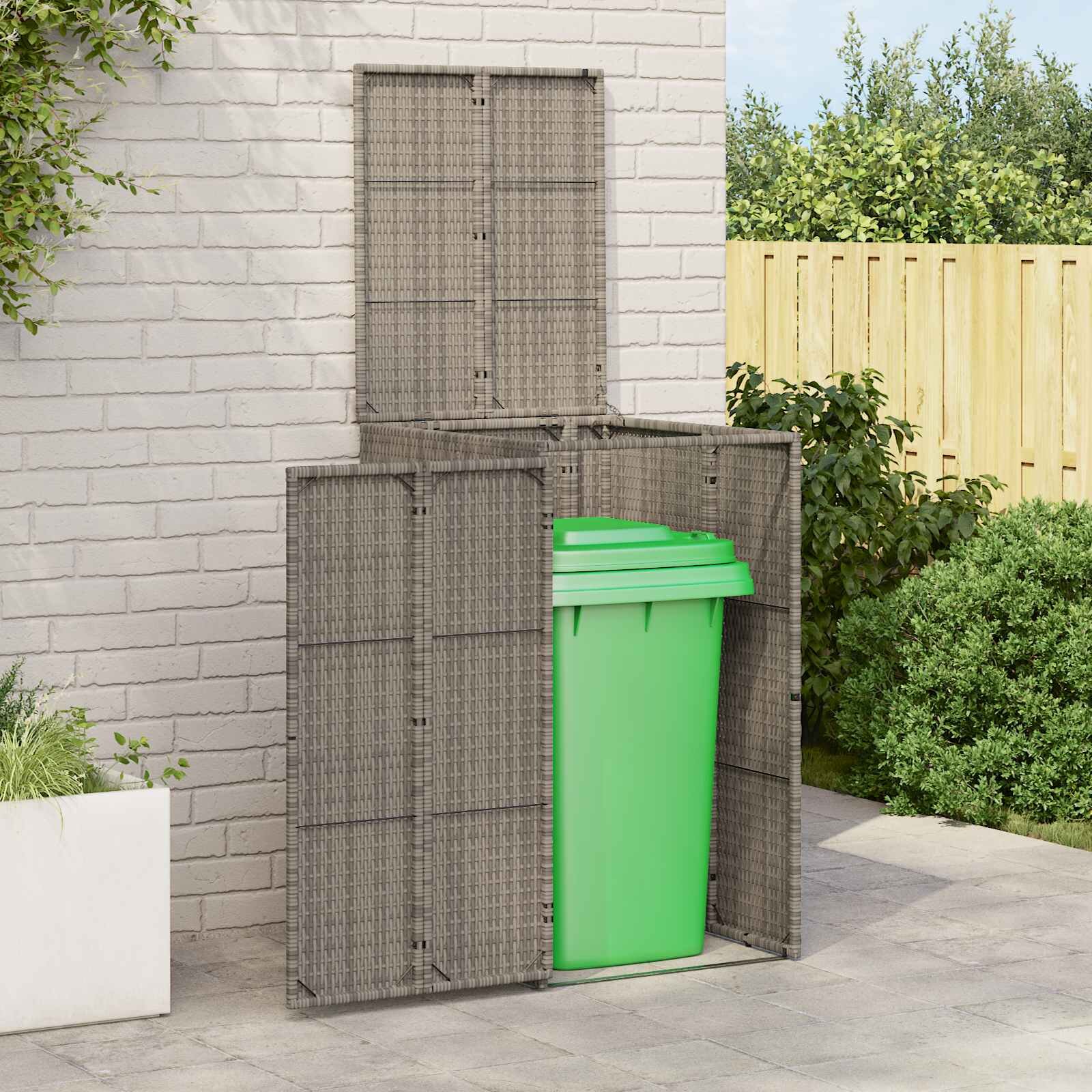 vidaXL Кутия за боклук Сив 65 x 80 x 115 см Полиетилен
