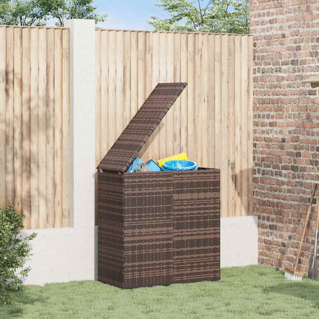 vidaXL Кутия за градински възглавници PE ратан 100x49x1035 см кафява