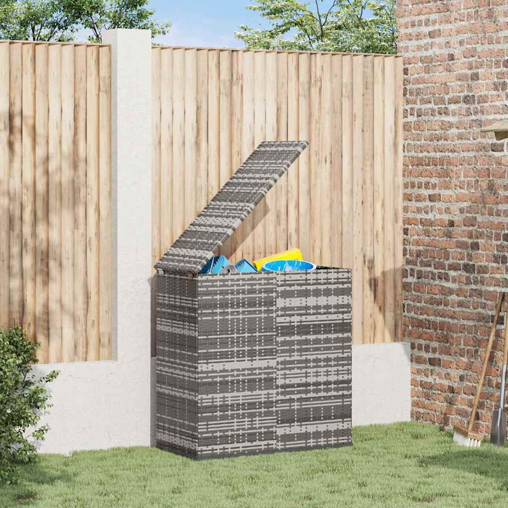 vidaXL Кутия за градински възглавници PE ратан 100x49x1035 см сива