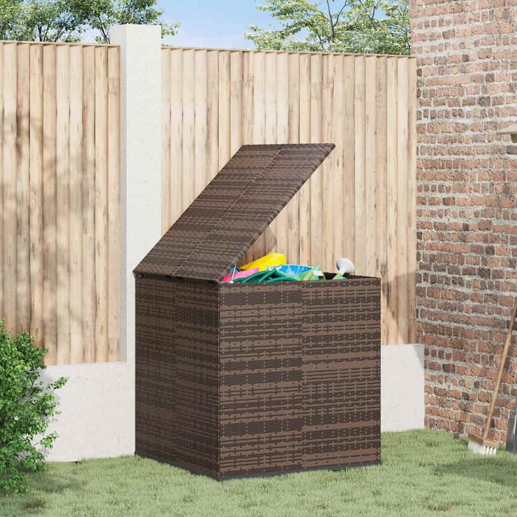 vidaXL Кутия за градински възглавници PE ратан 100x975x104 см кафява