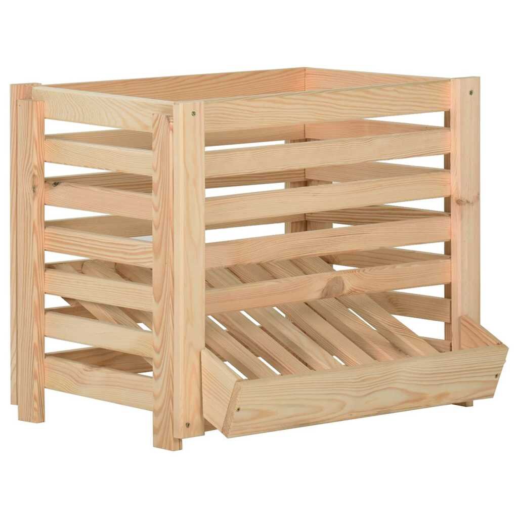 vidaXL Кутия за картофи 60x40x50 см борово дърво масив