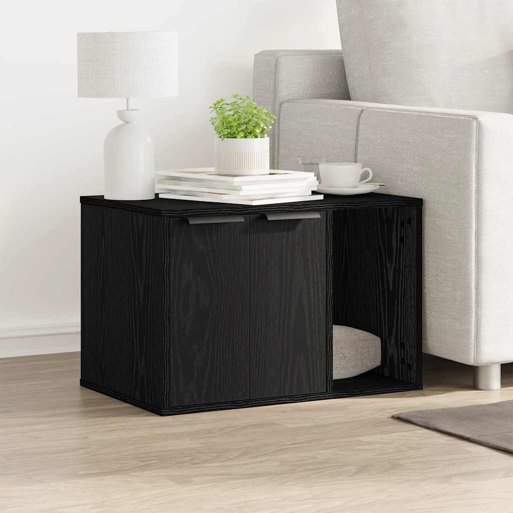 vidaXL Кутия за котешка тоалетна черен дъб 60x40x40 см инженерна дървесина