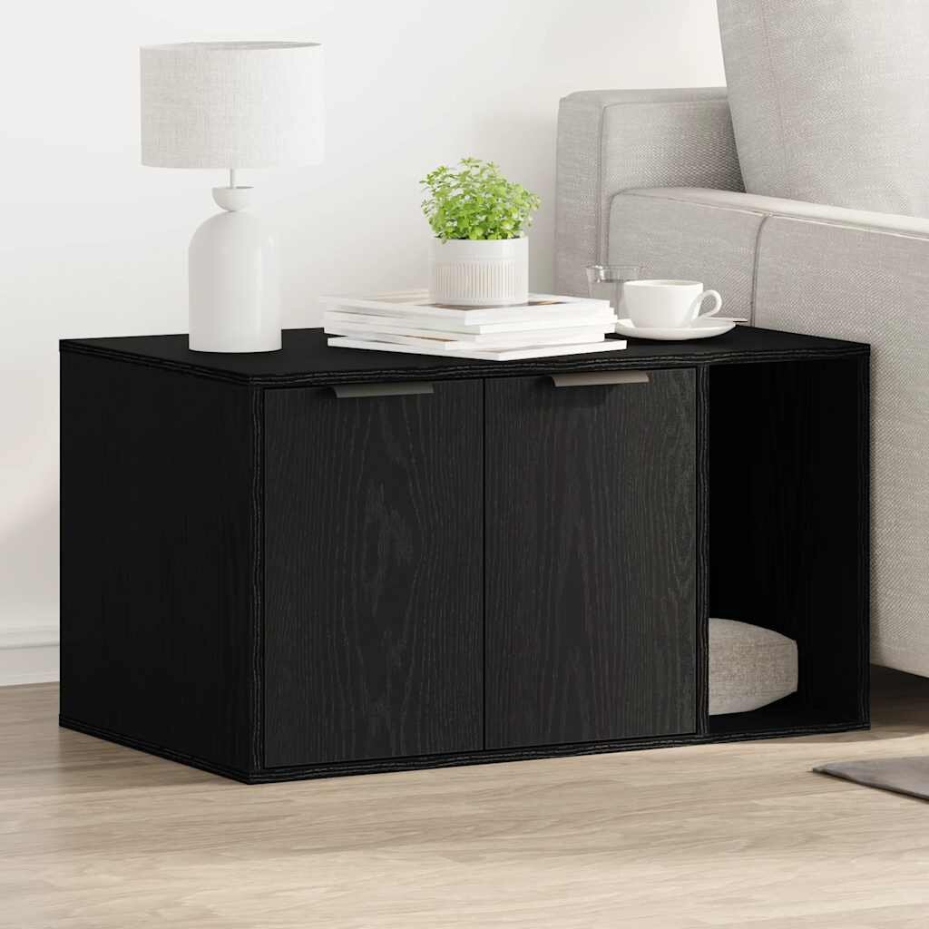 vidaXL Кутия за котешка тоалетна черен дъб 80x50x45 см инженерно дърво