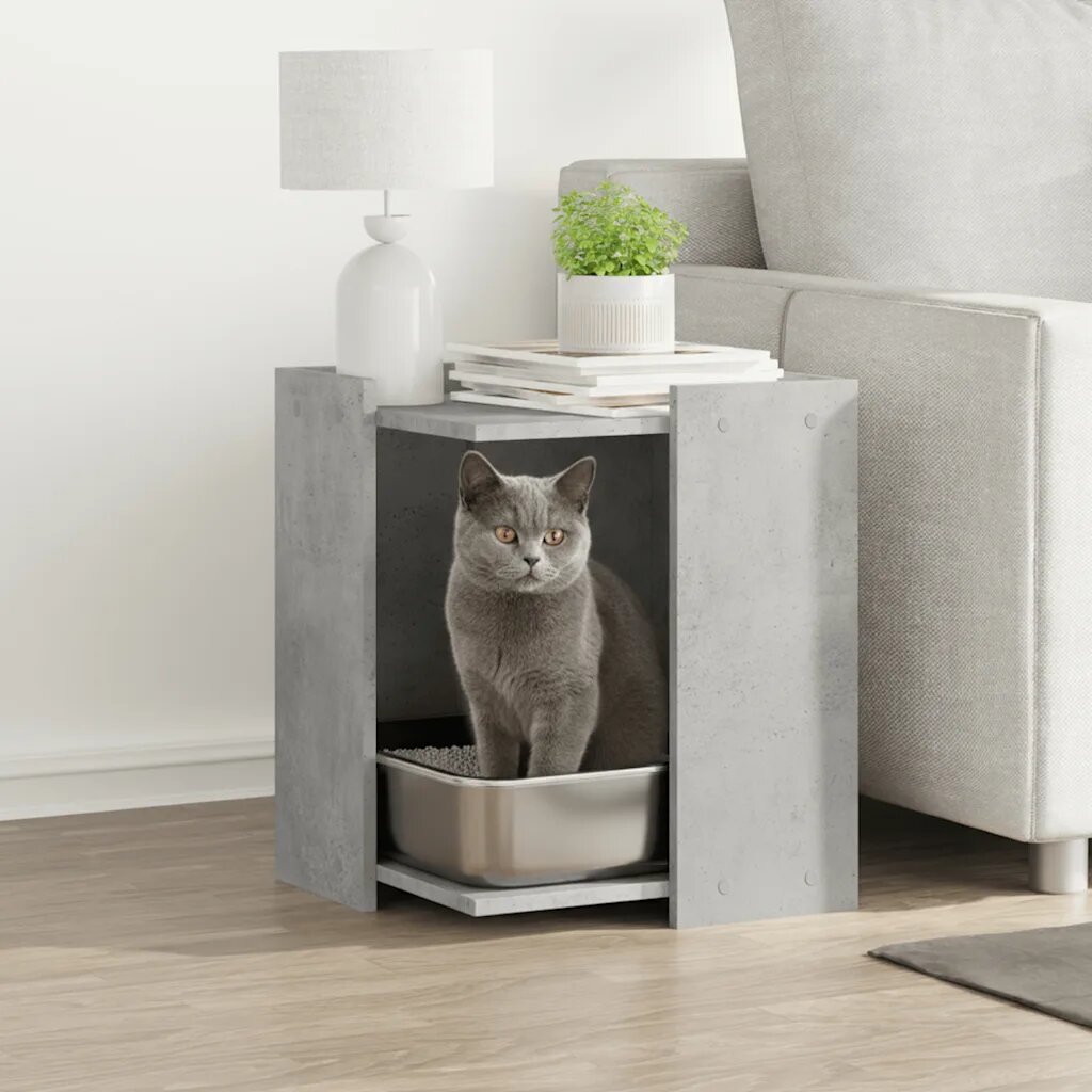 vidaXL Кутия за котешки отпадъци Бетонно сиво 42 x 42 x 51 см