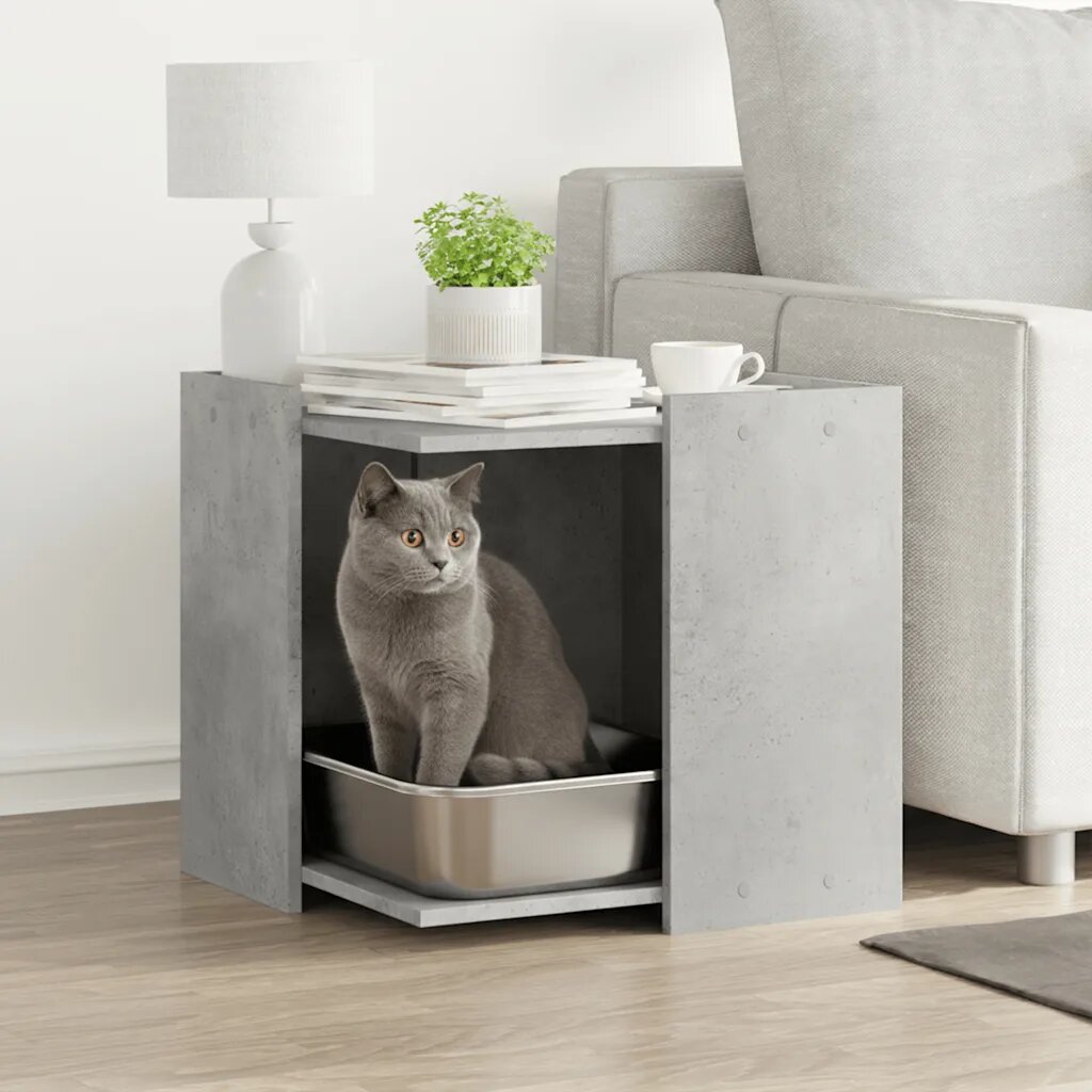 vidaXL Кутия за котешки отпадъци Бетонно сиво 53 x 53 x 51 см