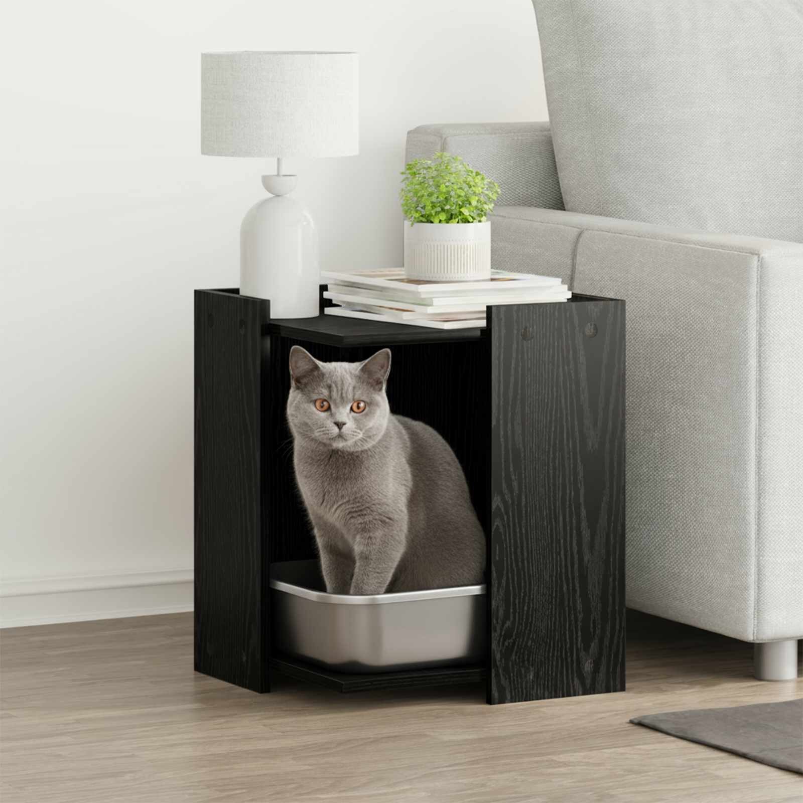 vidaXL Кутия за котешки отпадъци Черен дъб 42 x 42 x 51 см