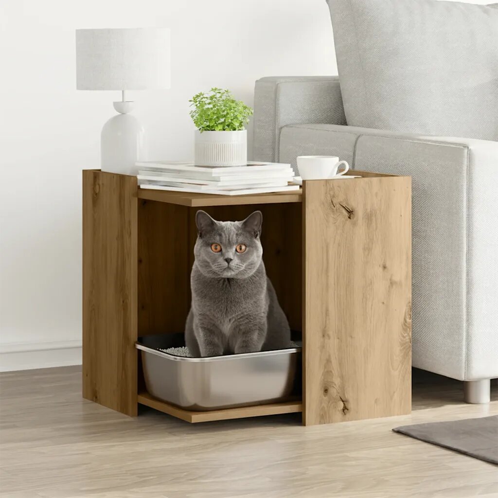 vidaXL Кутия за котешки отпадъци Дъб артизан 53 x 53 x 51 см