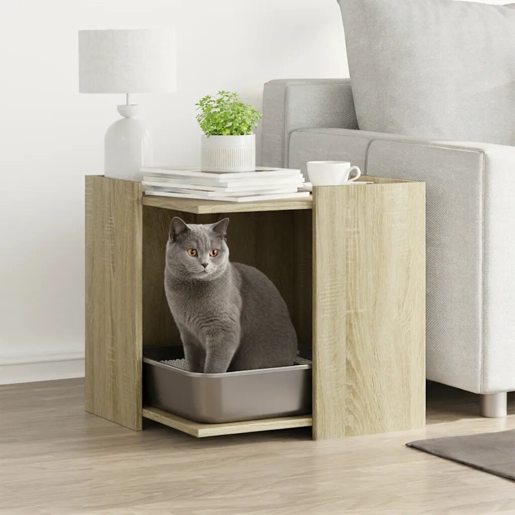 vidaXL Кутия за котешки отпадъци Дъб сонома 53 x 53 x 51 см
