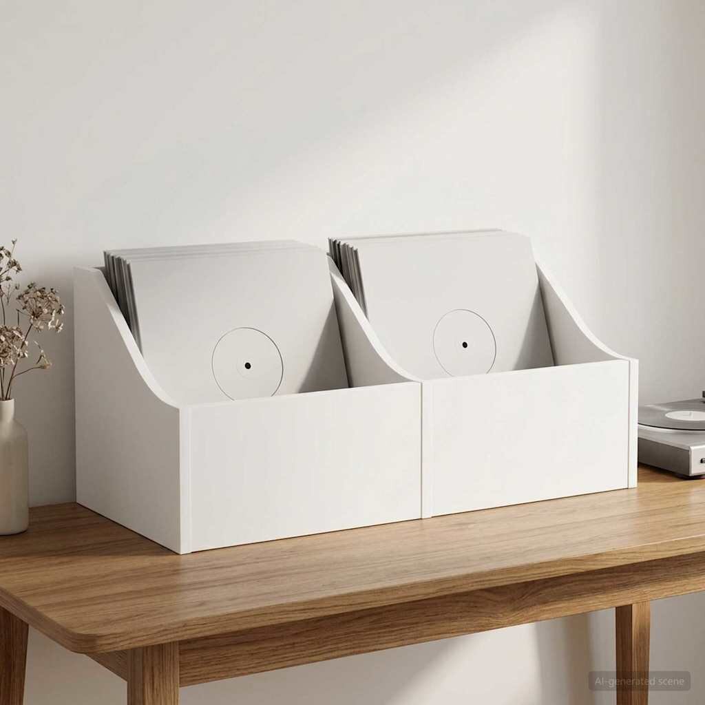 vidaXL Кутия за LP записи 2 бр. Бяло 37 x 33 x 32 см