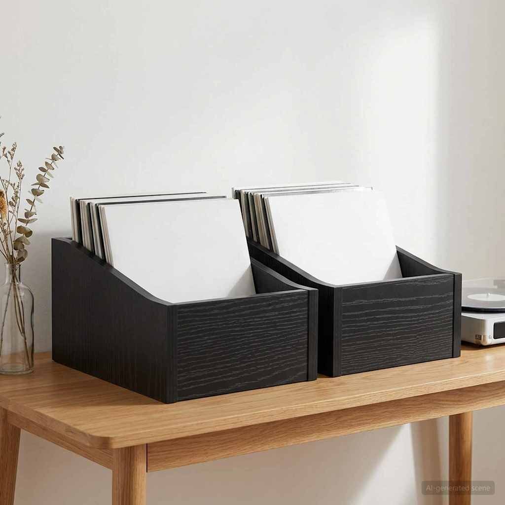 vidaXL Кутия за LP записи 2 бр. Черен дъб 23 x 33 x 16 см