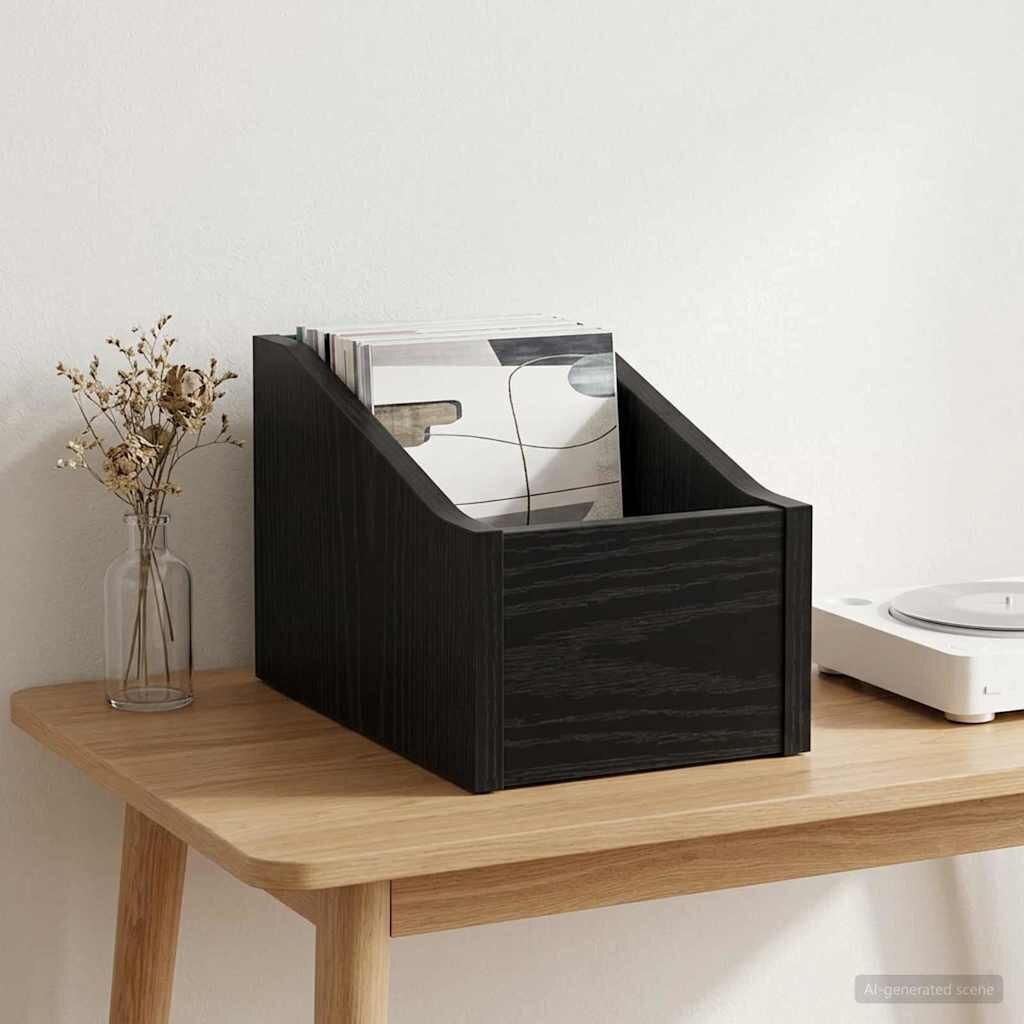 vidaXL Кутия за LP записи Черен дъб 18 x 32 x 18 см