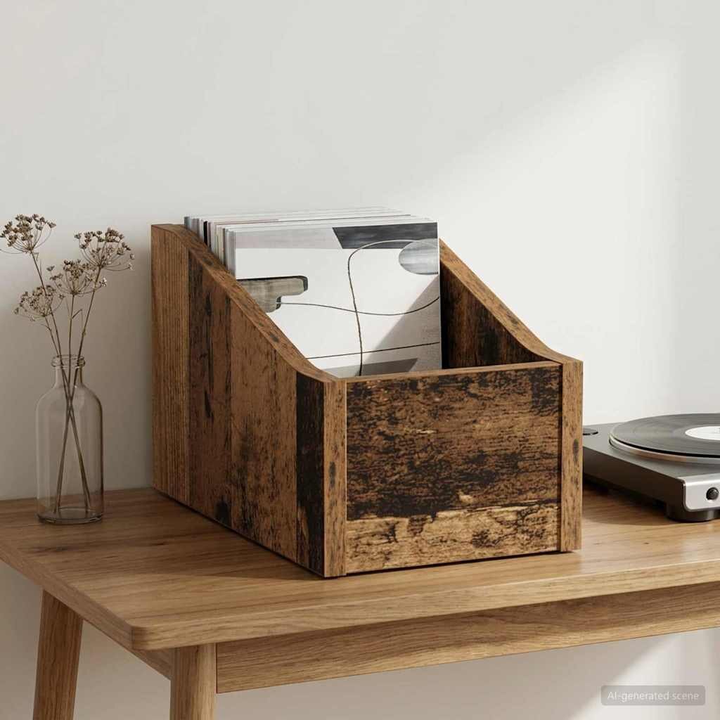 vidaXL Кутия за LP записи Старо дърво 18 x 32 x 18 см