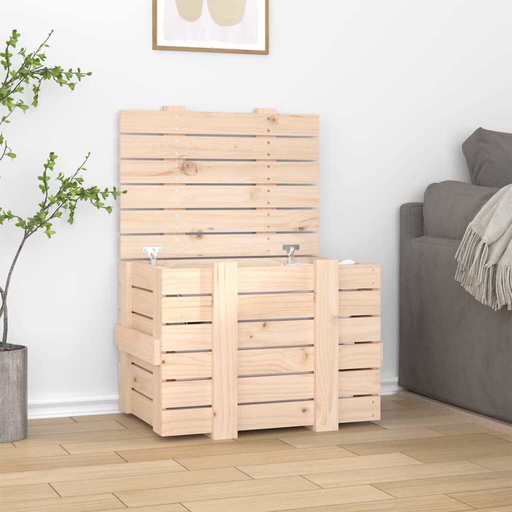 vidaXL Кутия за съхранение 58x405x42 см борово дърво масив