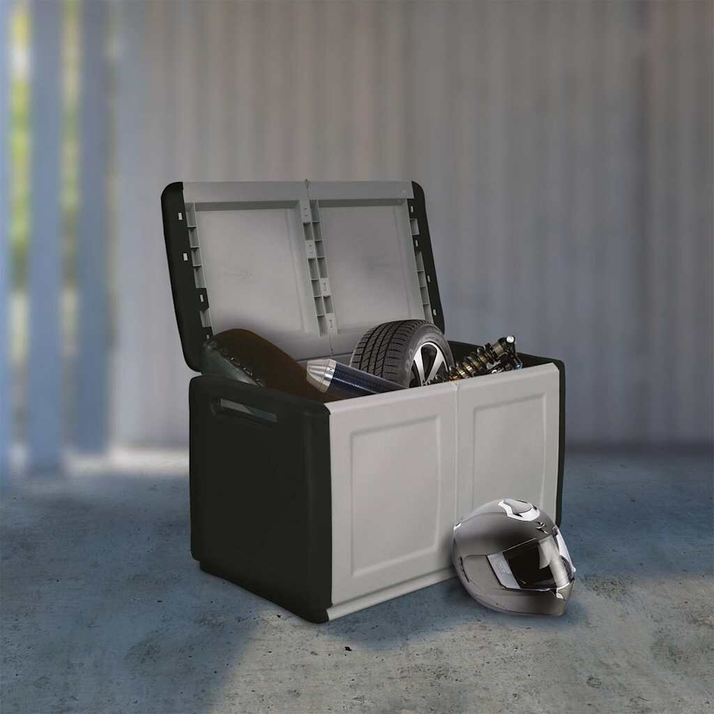 vidaXL Кутия за съхранение 96x53x57 см 230 л тъмносиво и черно