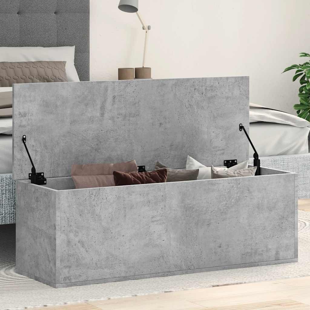 vidaXL Кутия за съхранение бетонно сив 102x35x35 см инженерно дърво